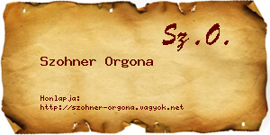 Szohner Orgona névjegykártya